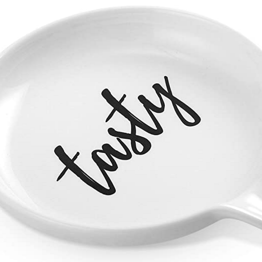 Over sized Spoon Rest for Kitchen Counter - 1 Pack - White Ceramic Farmhouse Design for Cooking