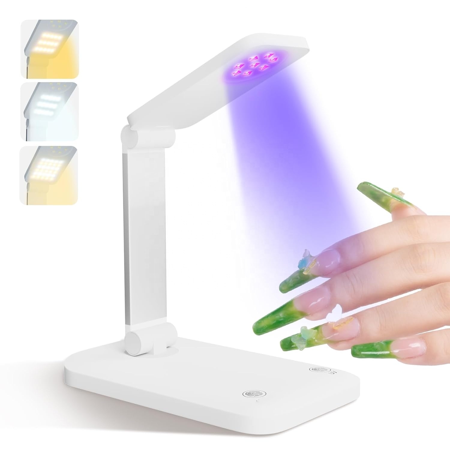 2 in 1 UV 24W Foldable Mini Led Lamp USB Rechargeable Nail Lamps for Gel Polish Nail Cure Light for Salon Manicure DIY