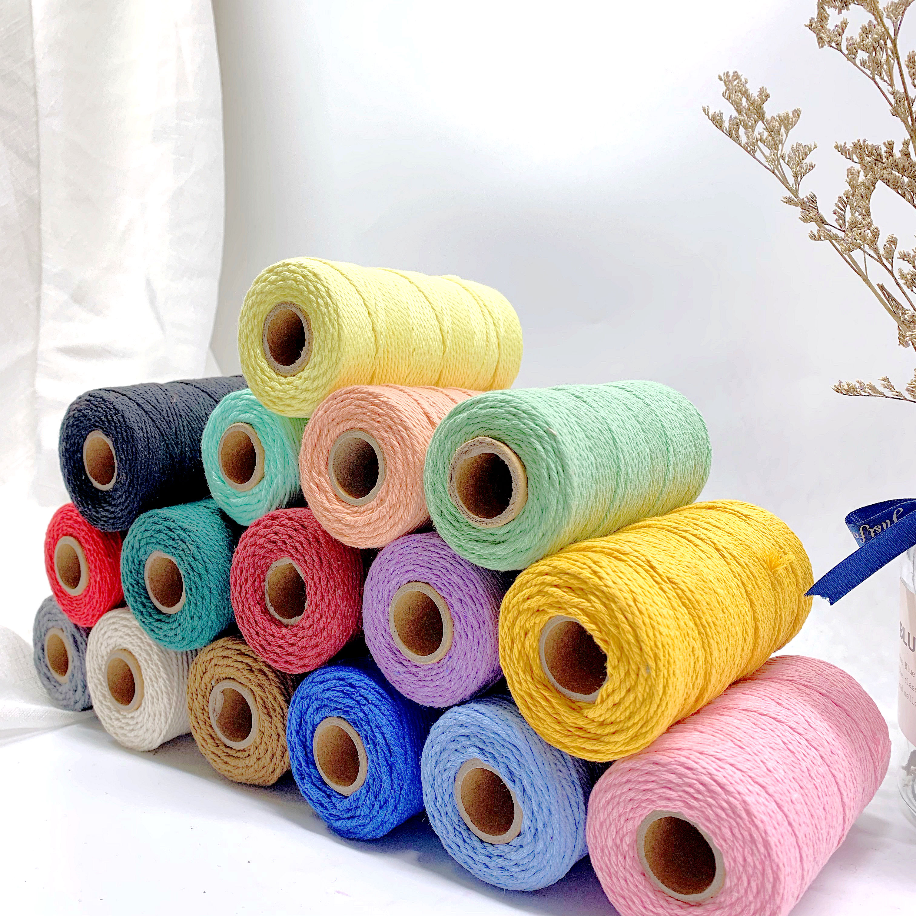 2Mm/100M High Quality Handmade Pure Cotton Cords Cotton Macrame Rope For Plant Hanger