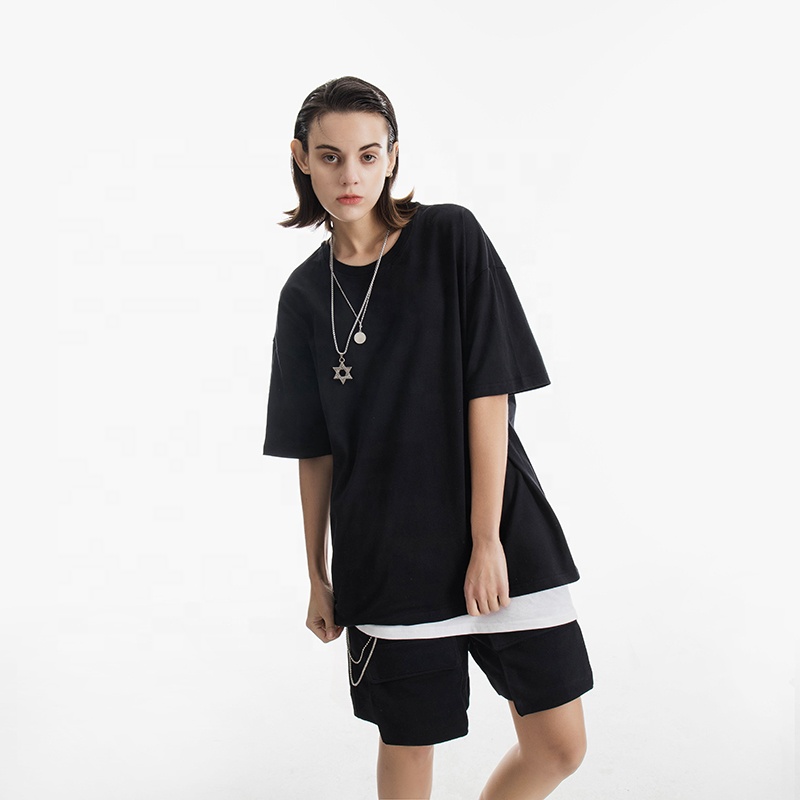 Wholesale Spring Summer Casual Oversize Plus Size Plain Black Ladies T Shirt For Women