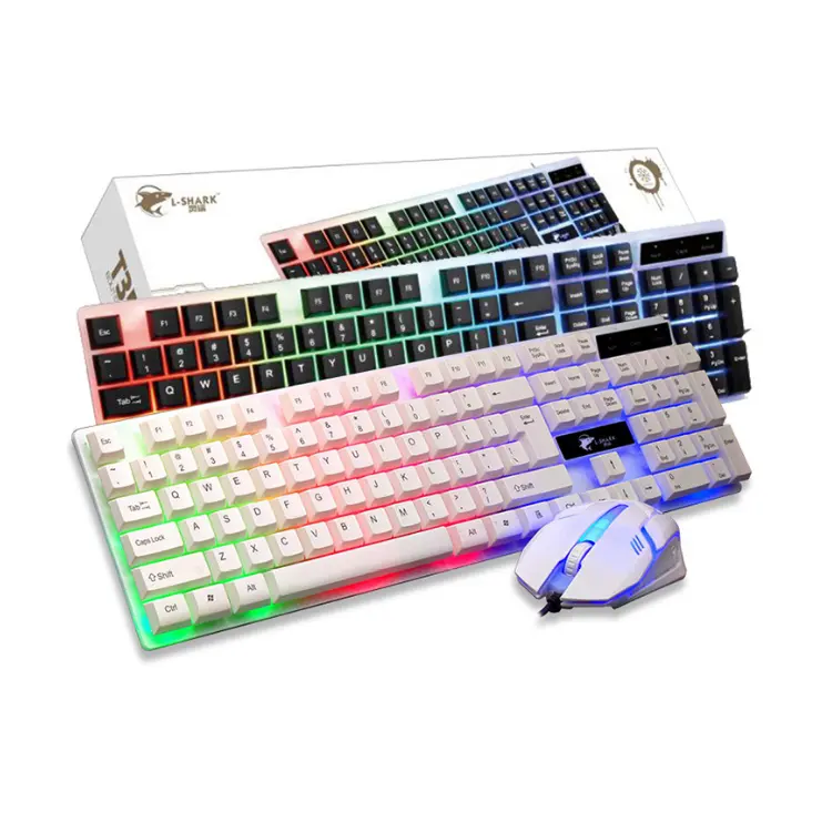 T350 wired usb glowing keyboard mouse computer mechanical feel backlight gaming backlit keyboard mouse combo for home office