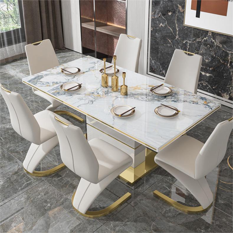 MDF Luxury Dinning Room Furniture Modern 6/8 Seat Modern Marble Dining Table And Chairs Set