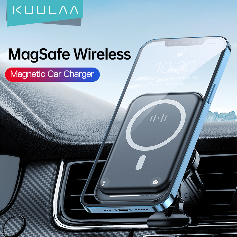 Универсальный автомобильный держатель для телефона KUULAA с внешней батареей, 15 Вт, магнитное беспроводное автомобильное зарядное устройство Magsafing для iPhone 12, зарядка