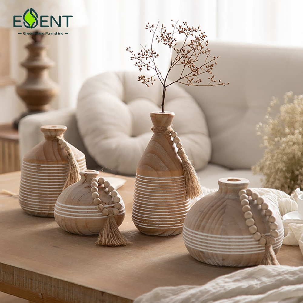 Essent Nordic Finishing Stone Vases Plant Flower Vase For Home Decor Bouquet Wedding Decoration Rustic Table Flower Vases Decor
