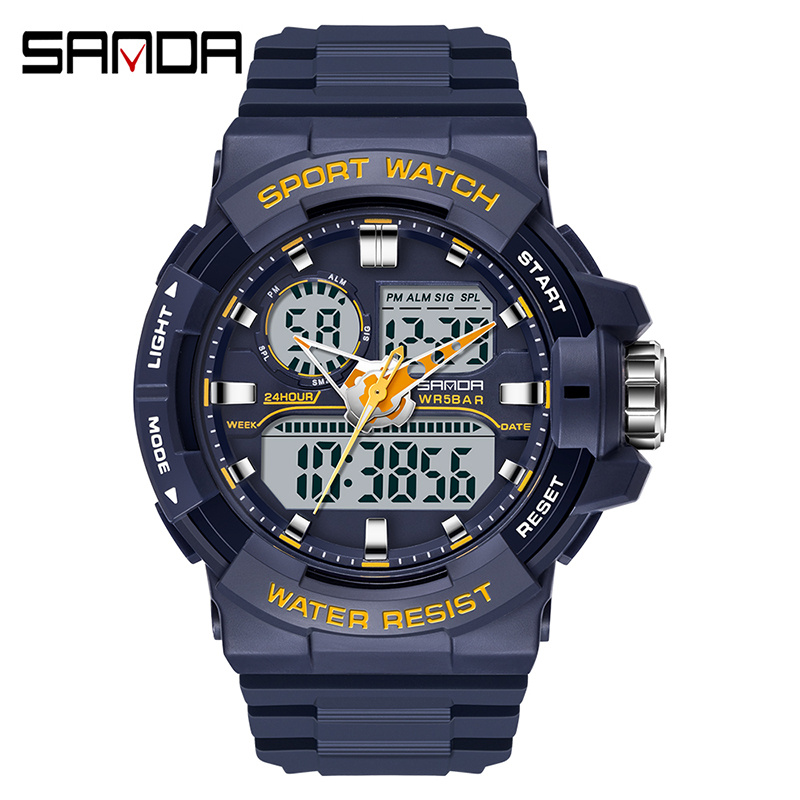 SANDA 6025 Top Brand Luxury Sports Fashion Military Male Digital Water Resistant Mens Branded Watches