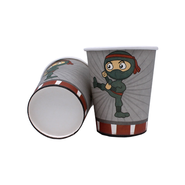 9oz disposable printed drinking paper cup with cartoon design