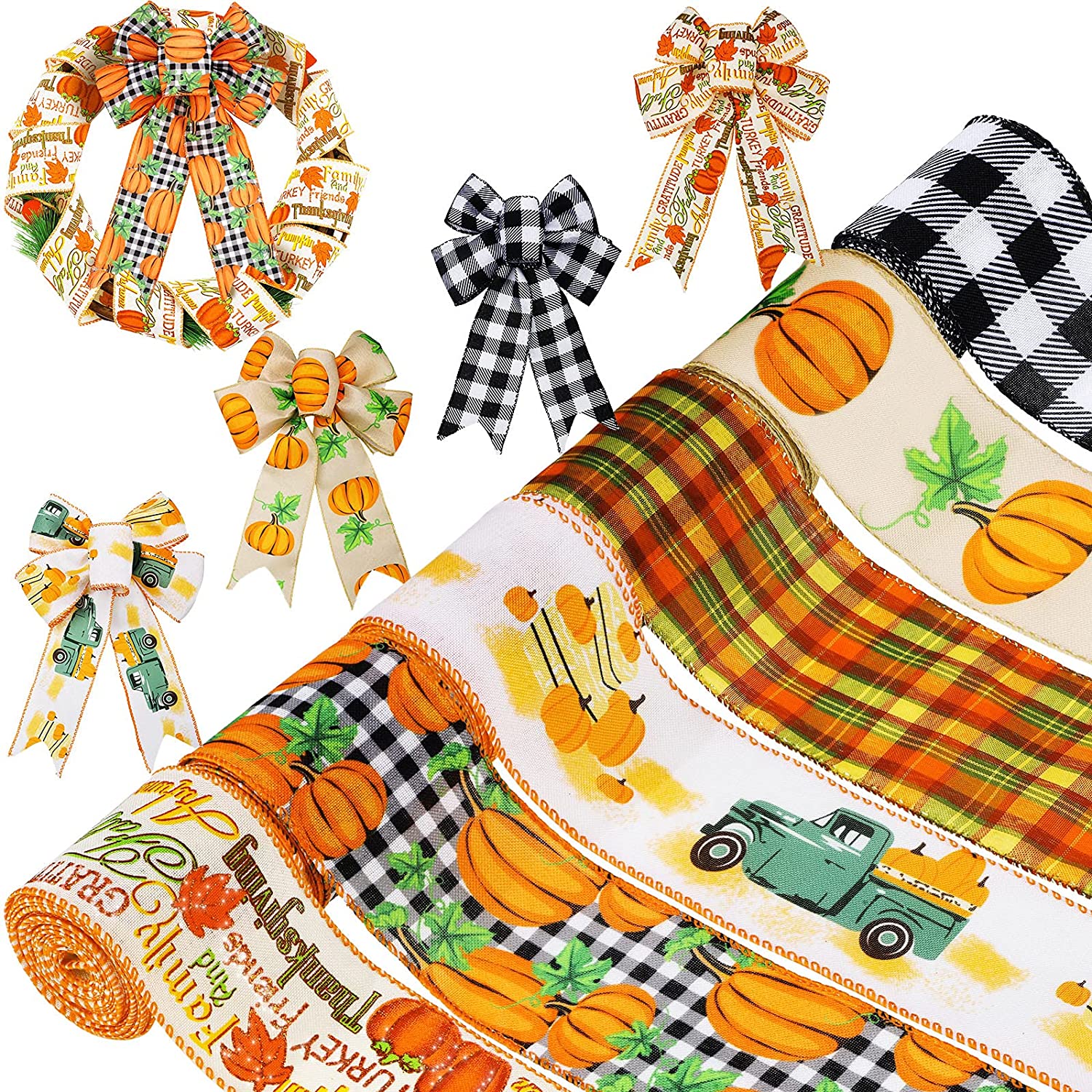 Harvest Party Craft Gift 2 inch Burlap Ribbon Wired Edge Ribbon Plaid Autumn Holiday Ribbon For Thanksgiving Decoration