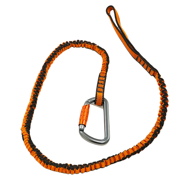 C-PIN 5Kg fall protection Bungee Elastic Webbing Tool Lanyard Tools Tethers With 6*60 304 Stainless Carabiner For Tool Security