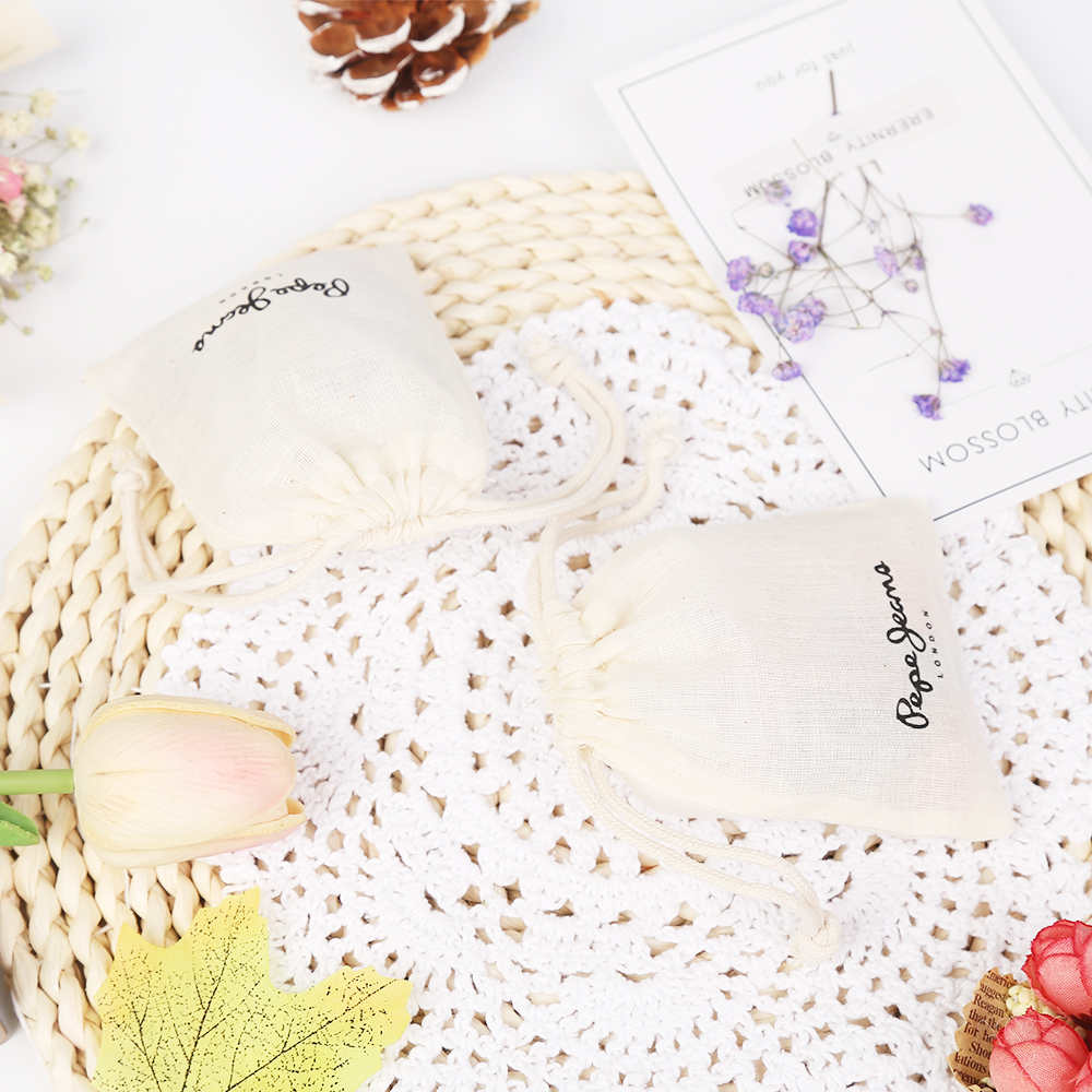 Amazon Hot Sale Durable Biodegradable Eco Friendly Packaging Cotton Bag Drawstring Pouch