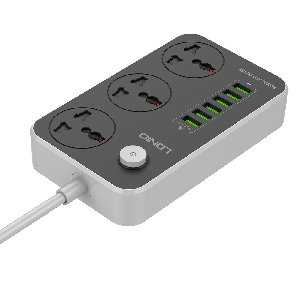 Лента питания LDNIO 110 В USB, США, 3 розетки, штепсельная вилка стандарта США с 6 USB-разъемами
