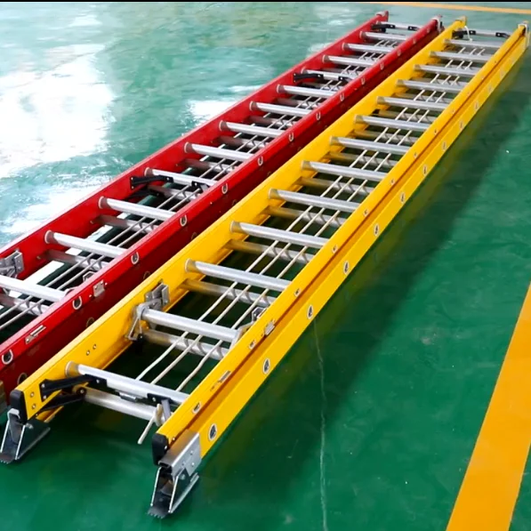 FRP Red or Yellow Color 4.08m 5.28m 6.48m 7.68m 8.86m 9.80m 10.7m Fiberglass Extension Ladder