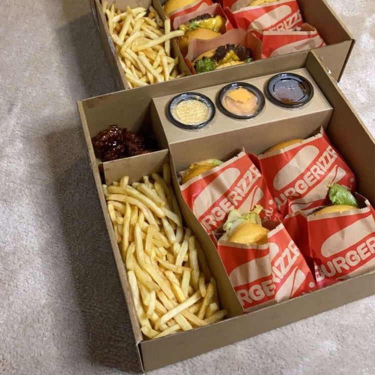 Wholesale Recyclable Customized Logo Corrugated Kraft Paper Fish Chips Box Takeaway Fast Food To Go Containers Packaging