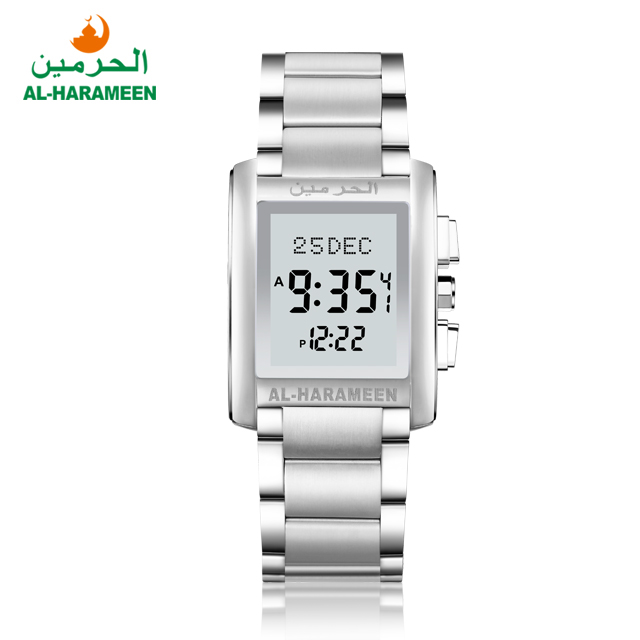 AL-HARAMEEN men wrist stainless steel azan watch with sapphire crystal dial display