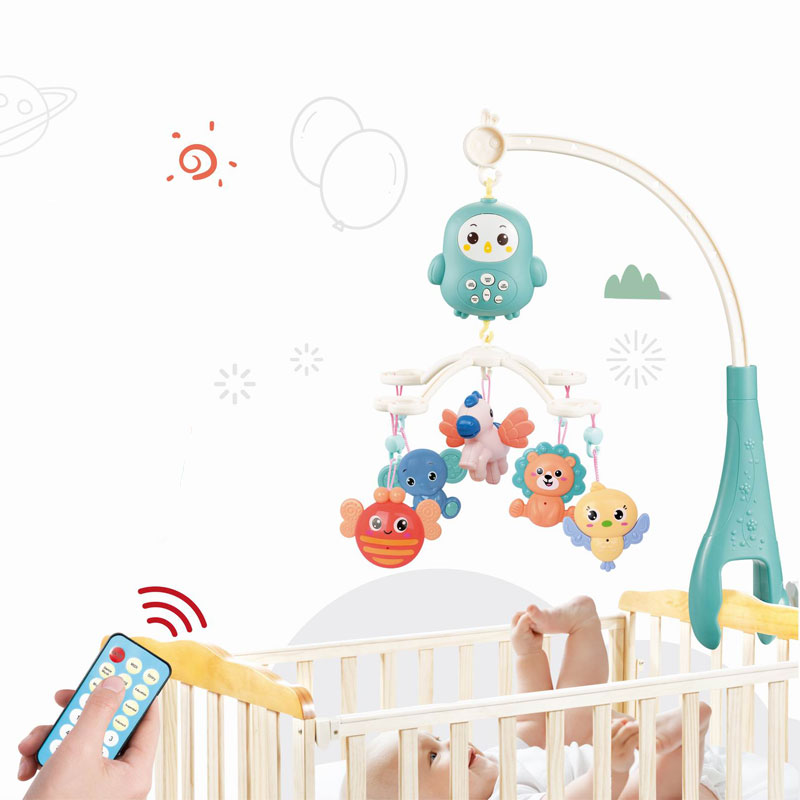 New Infant Baby RC Musical Bed Bell Toy Set Multifunction Electric Crib Mobile Remote Control Animal Rattle Music Bed Bell Toy