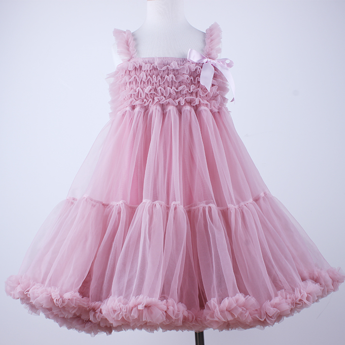 New arrival lovely dusty rose wholesale chiffon princess dress baby girl dresses