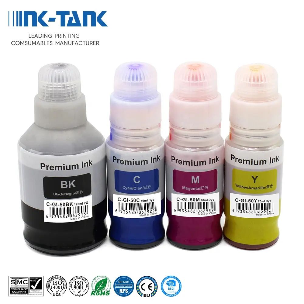 INK-TANK GI 50 GI50 GI-50 Premium Compatible Color Bulk Water Based Bottle Refill DGT Ink For Canon PIXMA G5050 G6050 Printer