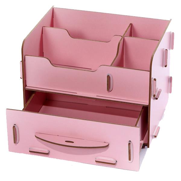 Factory High Selling Two Tier White Wooden Makeup Storage Box Makeup Organizer
