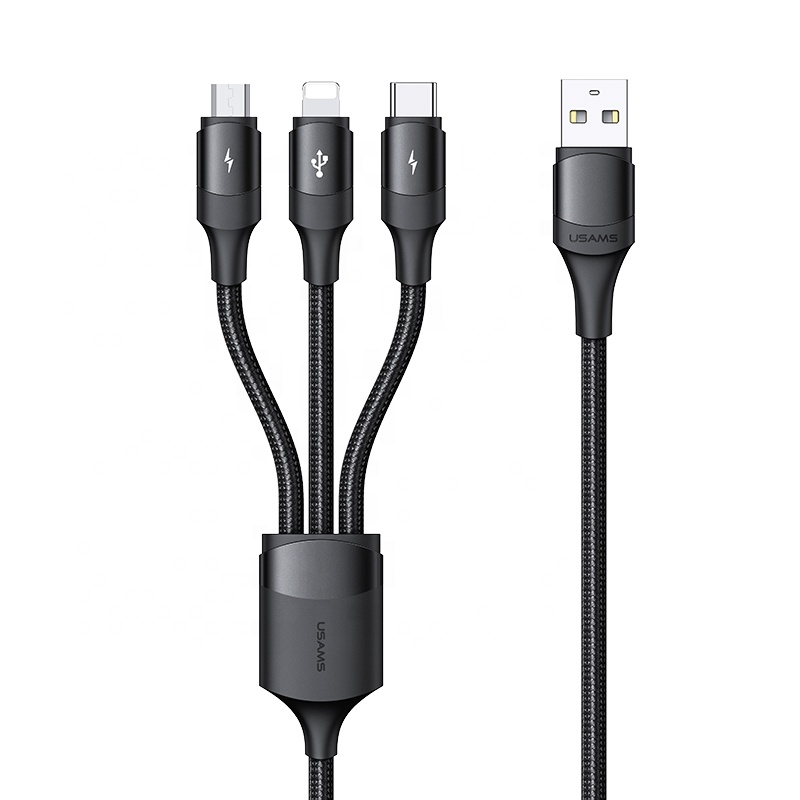 Лидер продаж, USB-кабель USAMS 3 в 1, 1,2 м, кабель для быстрой зарядки типа C, другие аксессуары для мобильных телефонов