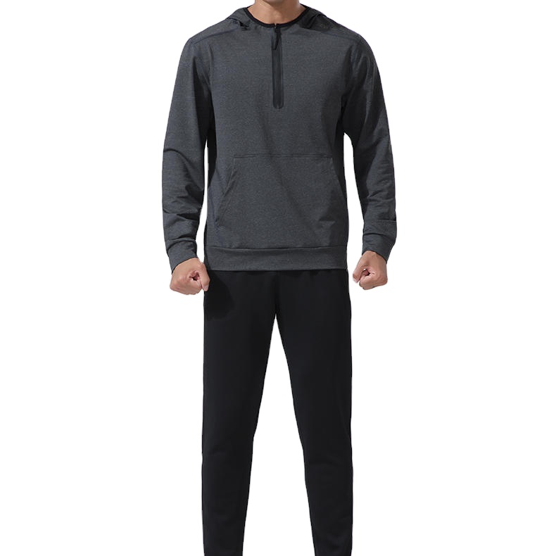 2021 Pullover Long Sleeves For Men Plain Organic Cotton Fitness Half Zip Pullover Waterproof Men's Hoodies