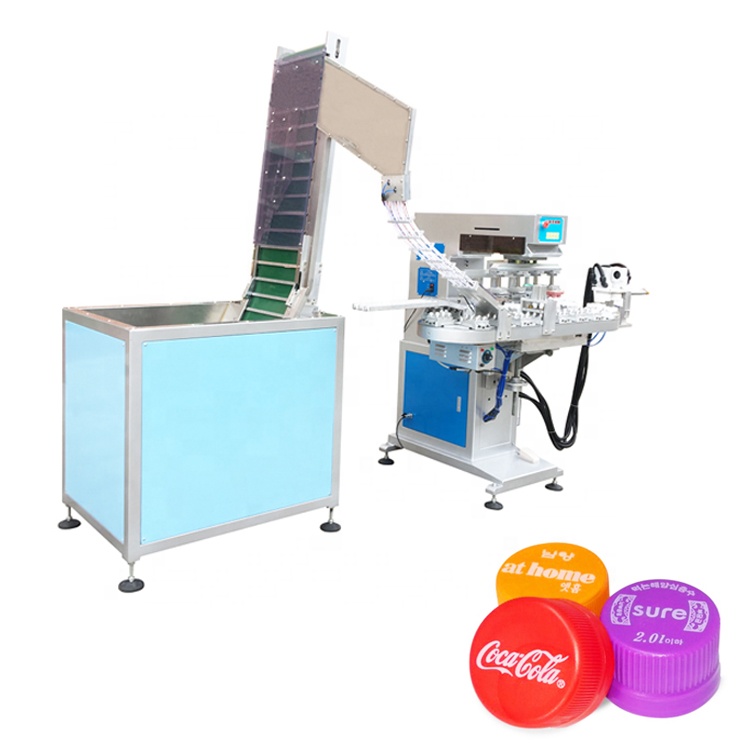 Shenzhen auto four color pad printing machine for caps of of bottles