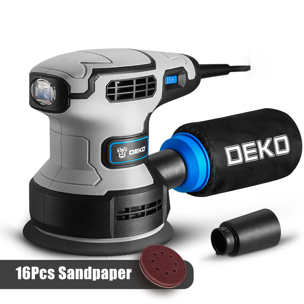 DEKO DKOS32ST1 New Arrival 320W Electric-Corded Orbit Random Sander 125mm Sanding Pad Variable Speed Power Sander