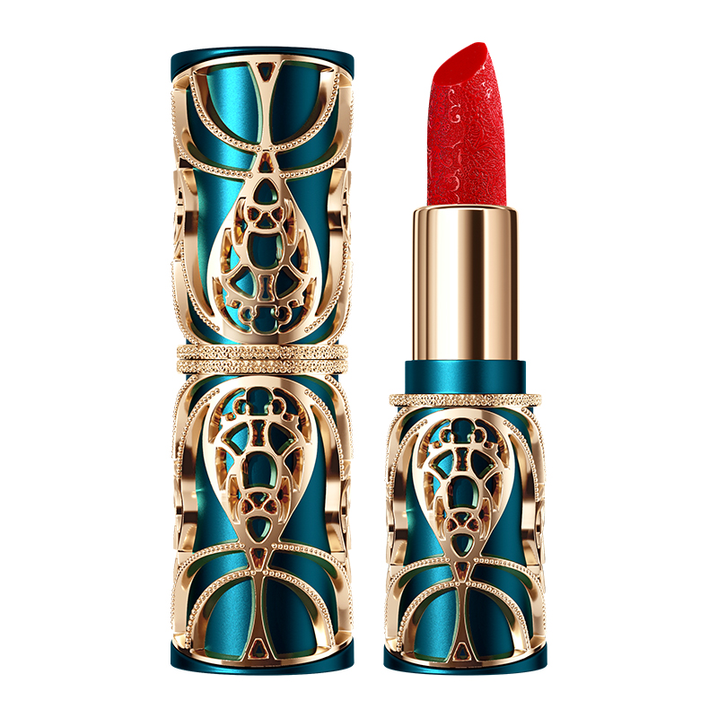 Luxurious Hollow Carved Soft Mist Lipstick Vegan Long Lasting Waterproof Two-Tone Matte Lip Makeup with Mineral Ingredients
