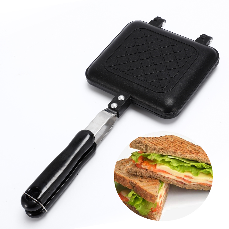 Kitchen Household Manual Aluminum Sandwich Maker Machine Sandwich Fry Pan For Breakfast