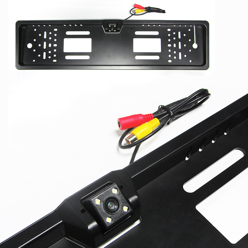 EU European License Plate Frame Car Rear View Camera Waterproof Night Vision Reverse Backup Camera 4 LED light
