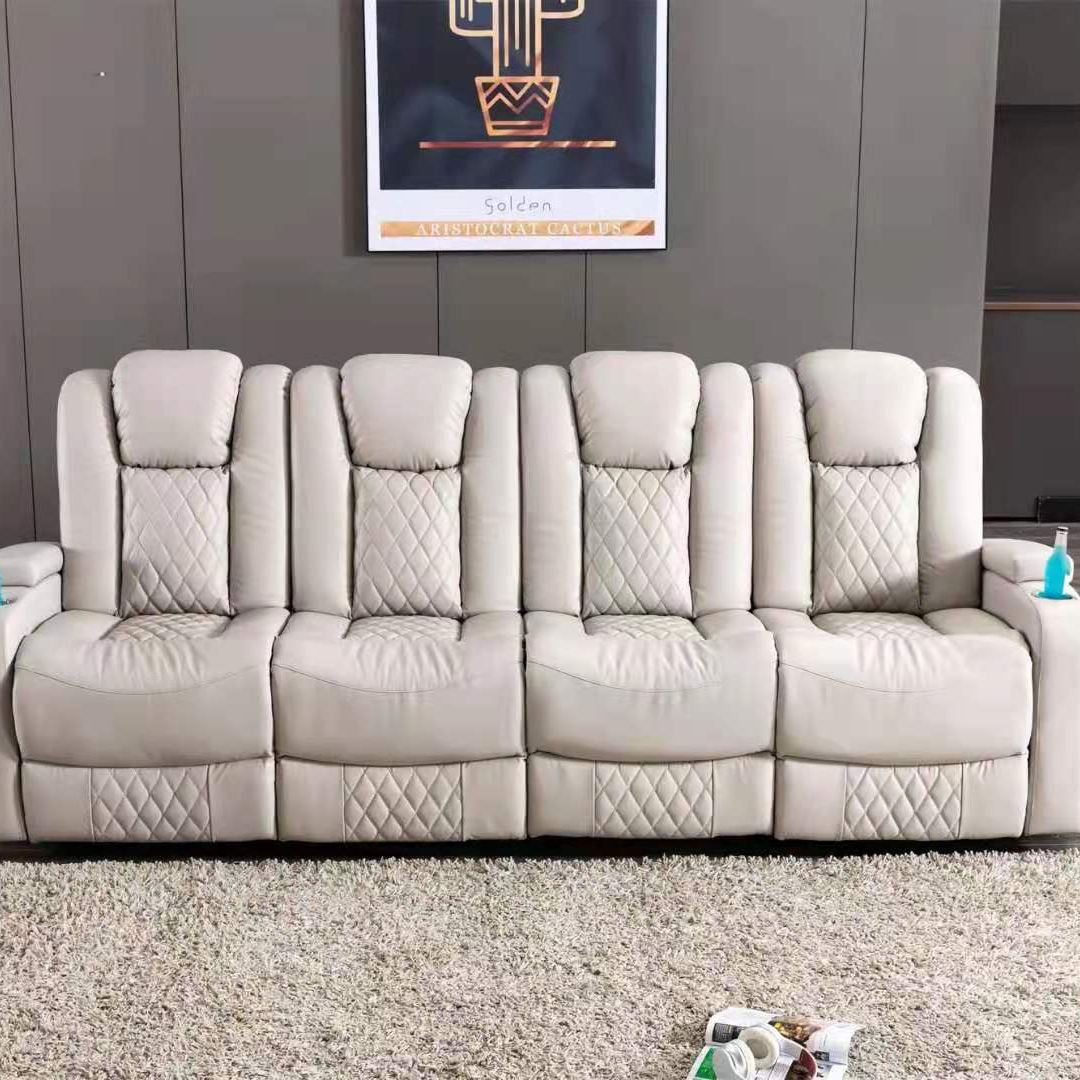 CY Morden Cheapest Massage Home Cinema Leather Electric Recliner Sofa Chair 3 Seat Theater Sofa For Living Room Furniture