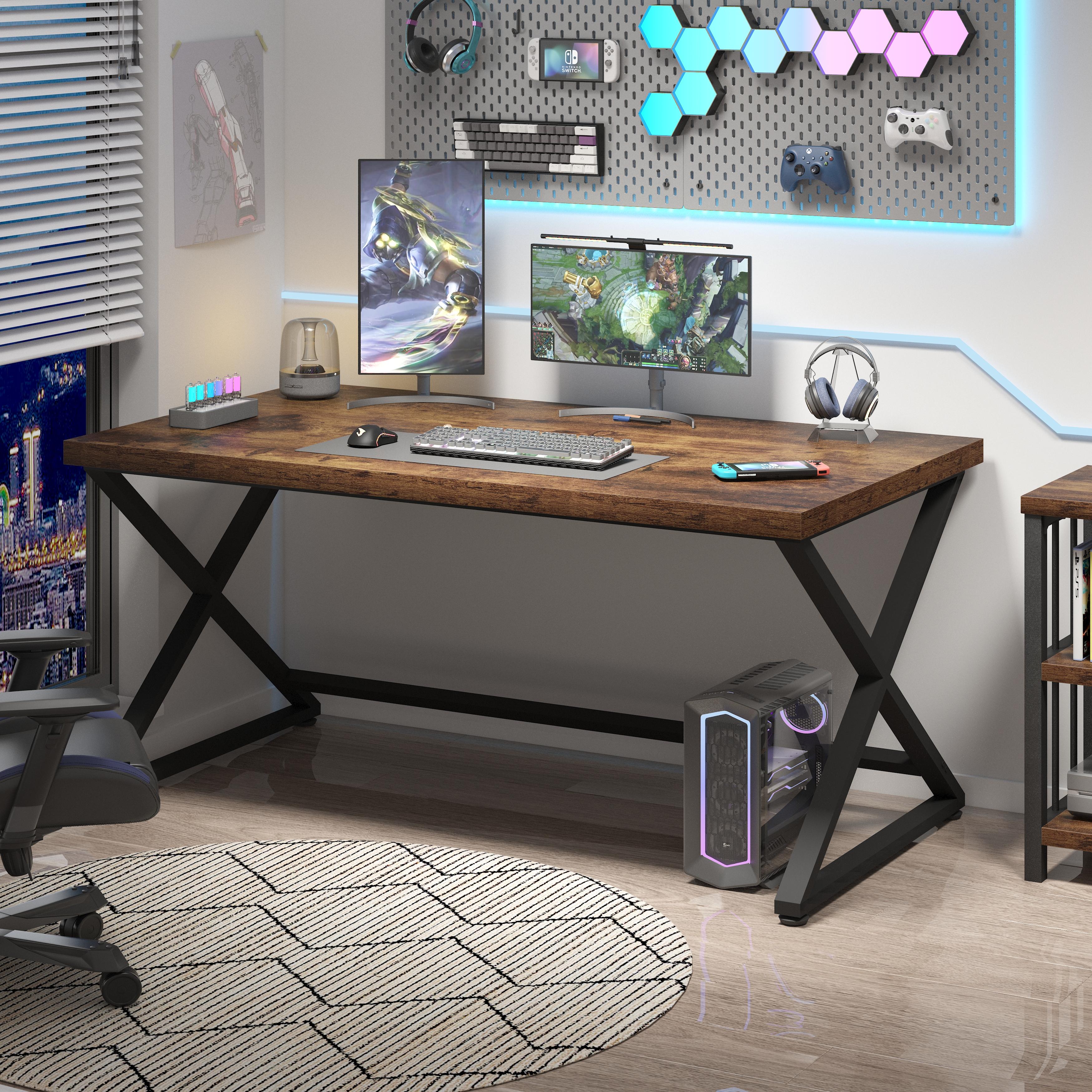 Vintage Home Oak Desk 1.4 metre long gaming computer desk Wooden computer desk for home use