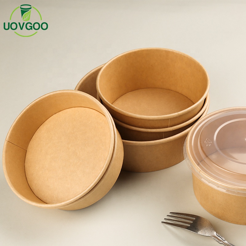 Eco friendly packaging cup bowl disposable kraft paper bowl packaging kraft paper salad bowl
