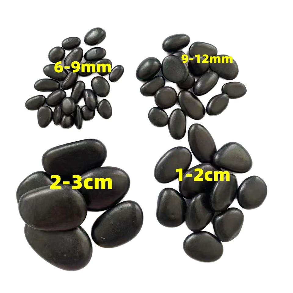 Modern Pebble Stone Black Polished River Rock cobbles & pebbles Natural Stone Landscape Pebbles Cobblestone for Outdoor
