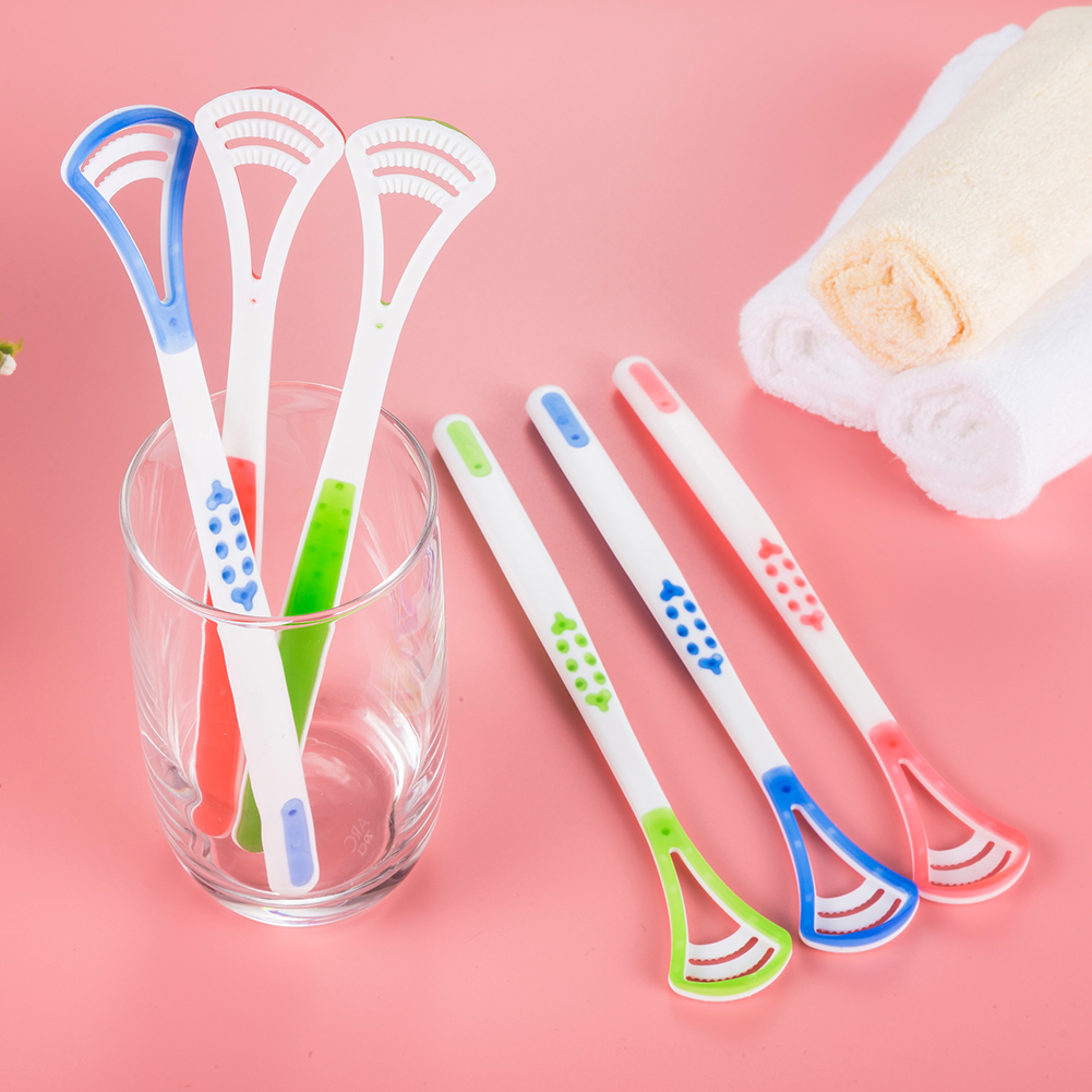 Customized Logo Accept Dental Care Rubber Scraper Oral Hygiene Tongue Cleaner Brush Colorful Silicone Tongue Scraper
