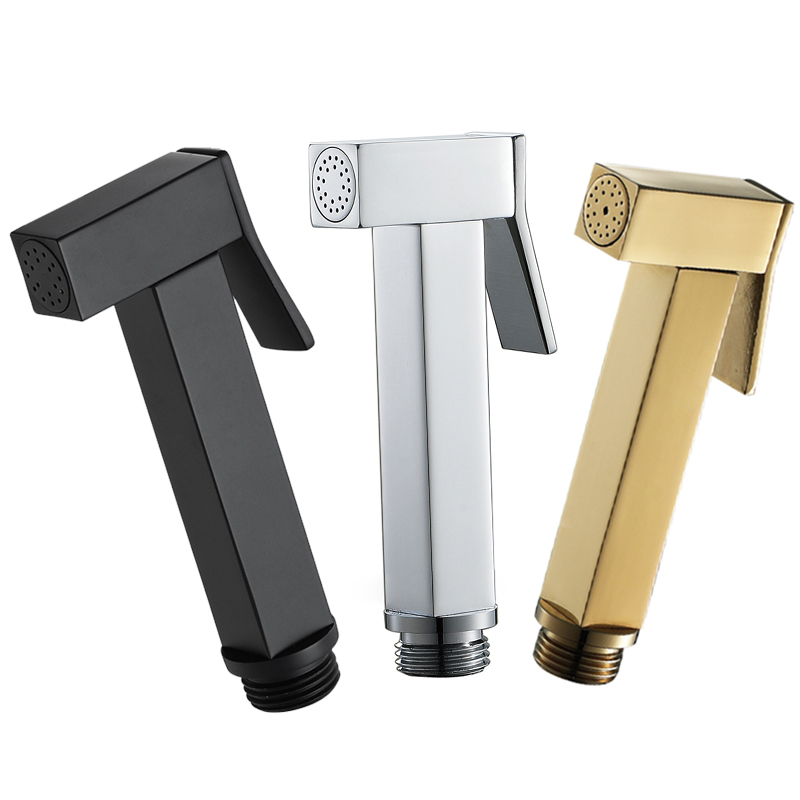 Modern Square Black Color Bathroom Brass Handheld Toilet Bidet Sprayer Shattaf