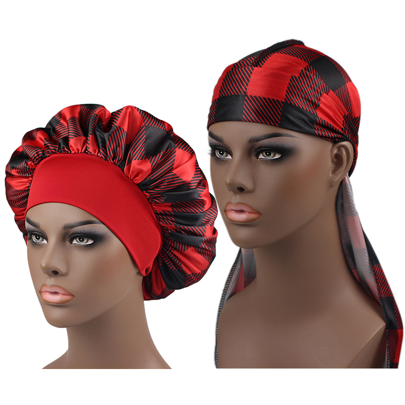 В наличии, фабричная оптовая продажа, однотонные Чепчики с принтом, наборы durags, шелковые атласные чехлы для мужчин