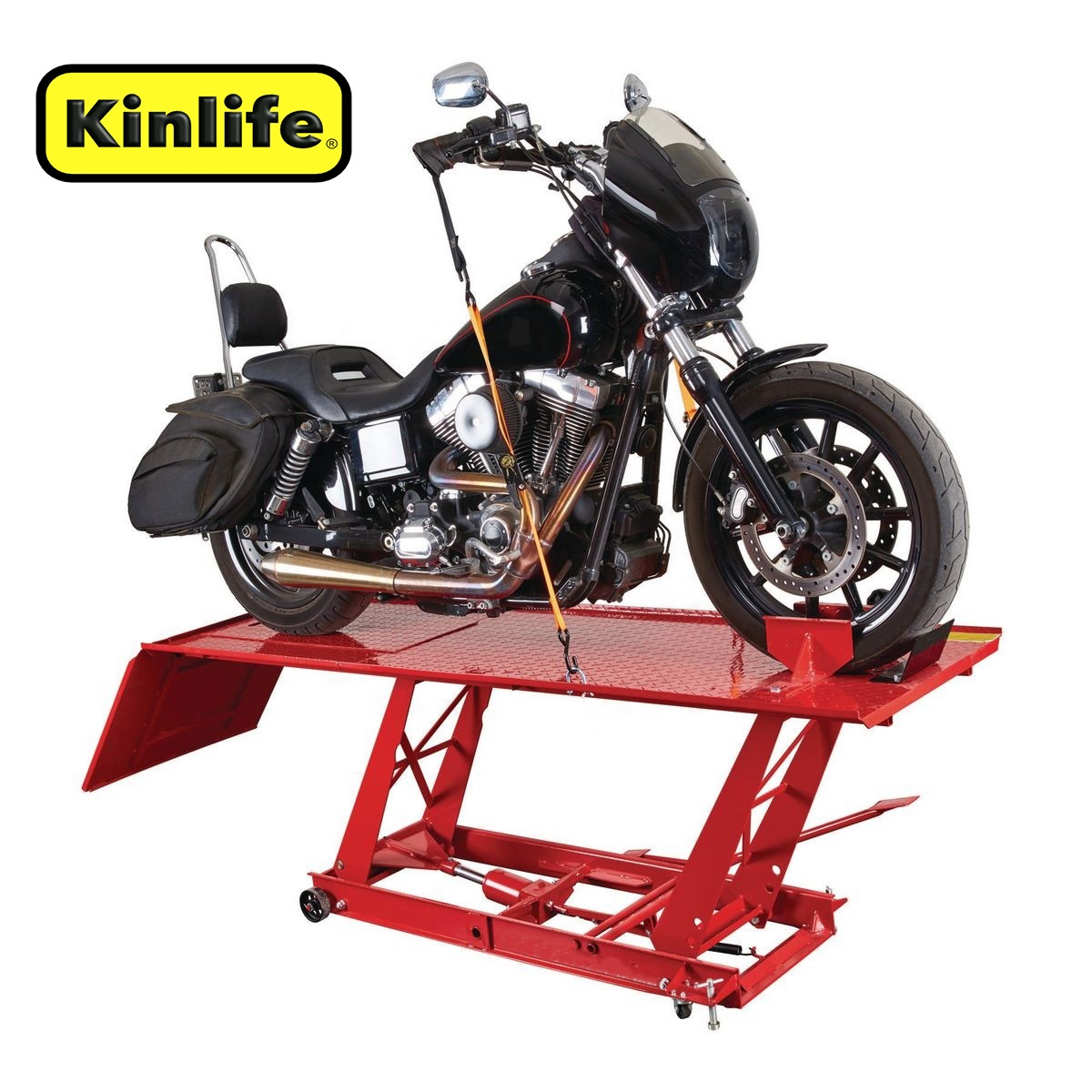 1000 Lb. Steel Capacity Hydraulic Ramp Motorcycle Jack Lift Table Platform With Front Wheel Vise / Deluxe Extended