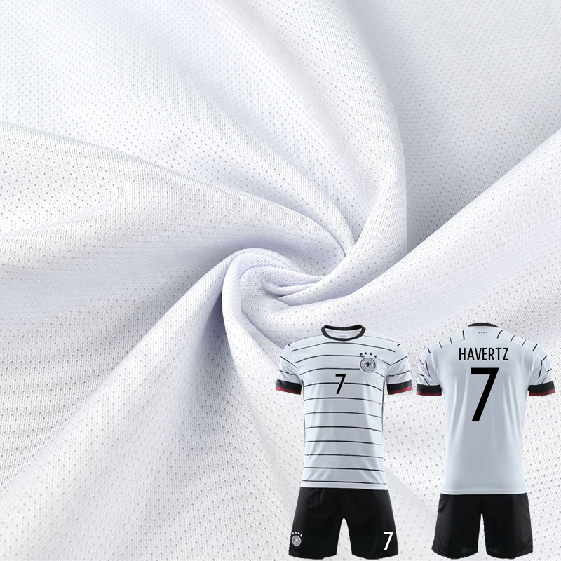 European Cup Germany Team Polyester Wicking White Color Sublimation Soccer Jersey Fabric For Football Shirt Sports Uniforms Set