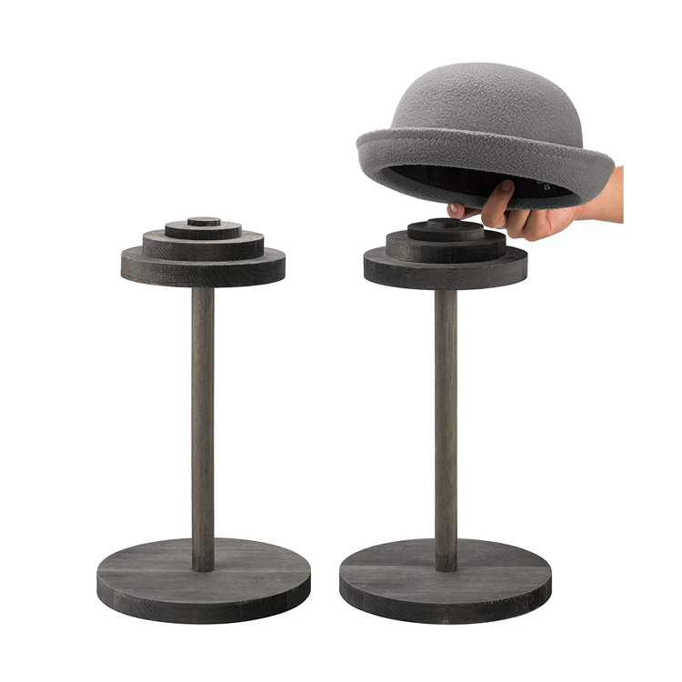 Wholesale Handmade Free Standing Antique Rustic Gray Wooden Hat Display Stands