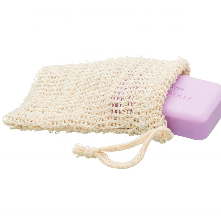 Натуральный лен Drawstring Loofah чистая Отшелушивающий мыло Saver сизаль Мыло Мешок