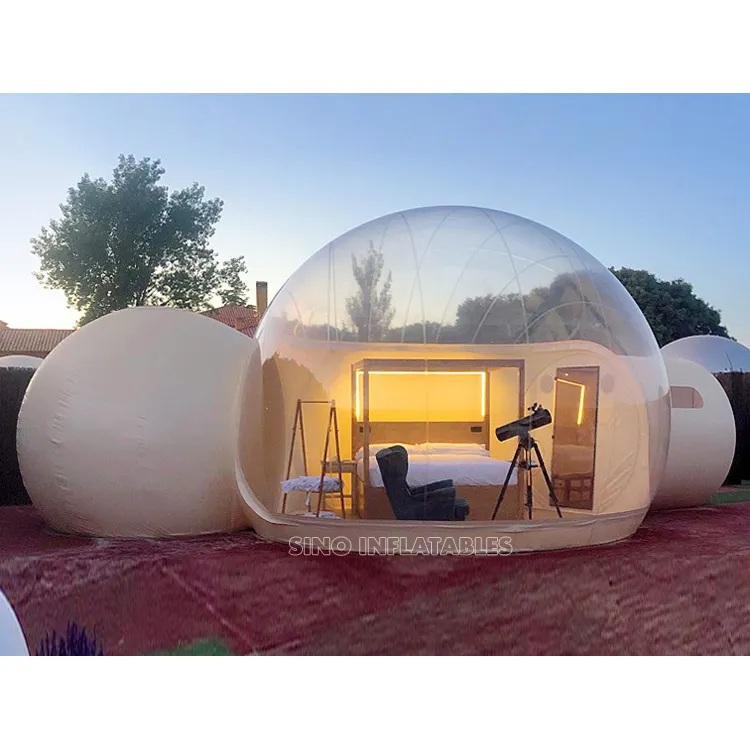 5m dome resort glamping clear top inflatable bubble tent hotel with bathroom N silent blower from China inflatables tent factory