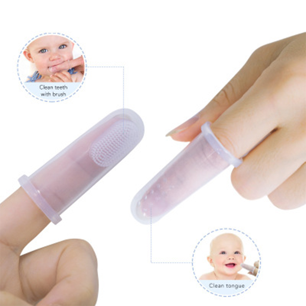 Baby Finger Toothbrush Cover Neonatal Soft Hair Silicone Tongue Cleaning Brush Finger Set