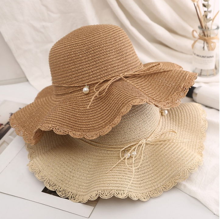 wholesale newest women sunhat Summer Various Solid Color Foldable Straw Woven beach hats Wide Brim Sunhats