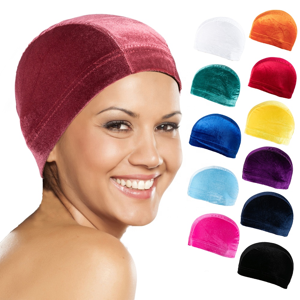Wholesale China Made Mix Color velvet dome Cap velvet wave cap dome style wig cap