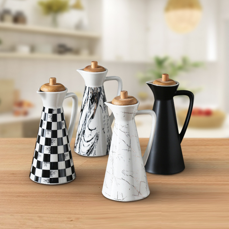 Wideal factory OEM кухонный цилиндрический матовый кулинарный диспенсер для масла, бутылки, керамический Пустой Диспенсер для масла
