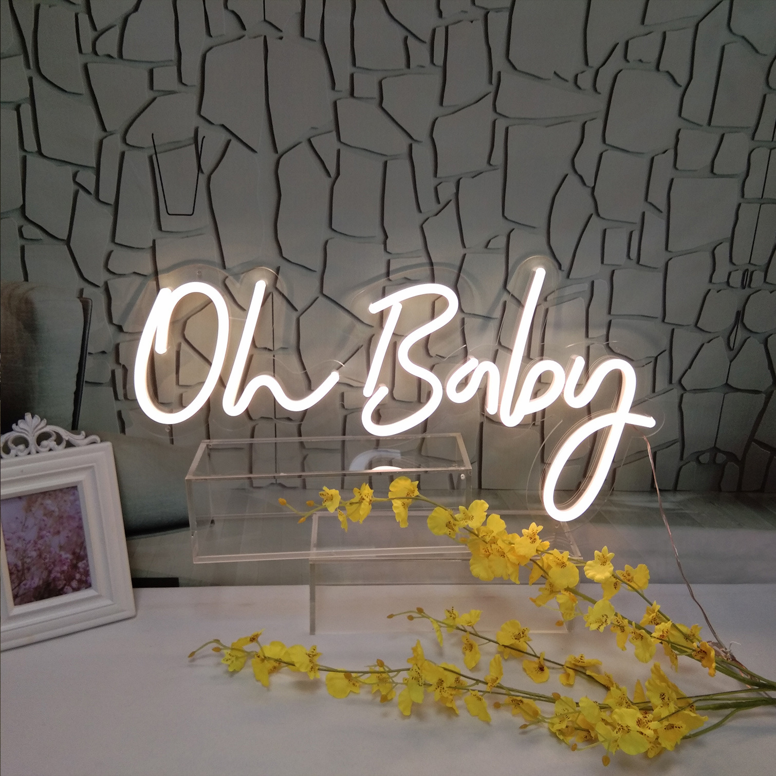 Неоновая вывеска oh baby на заказ, 70 см, 2 фута, белый цвет, для украшения вечеринки