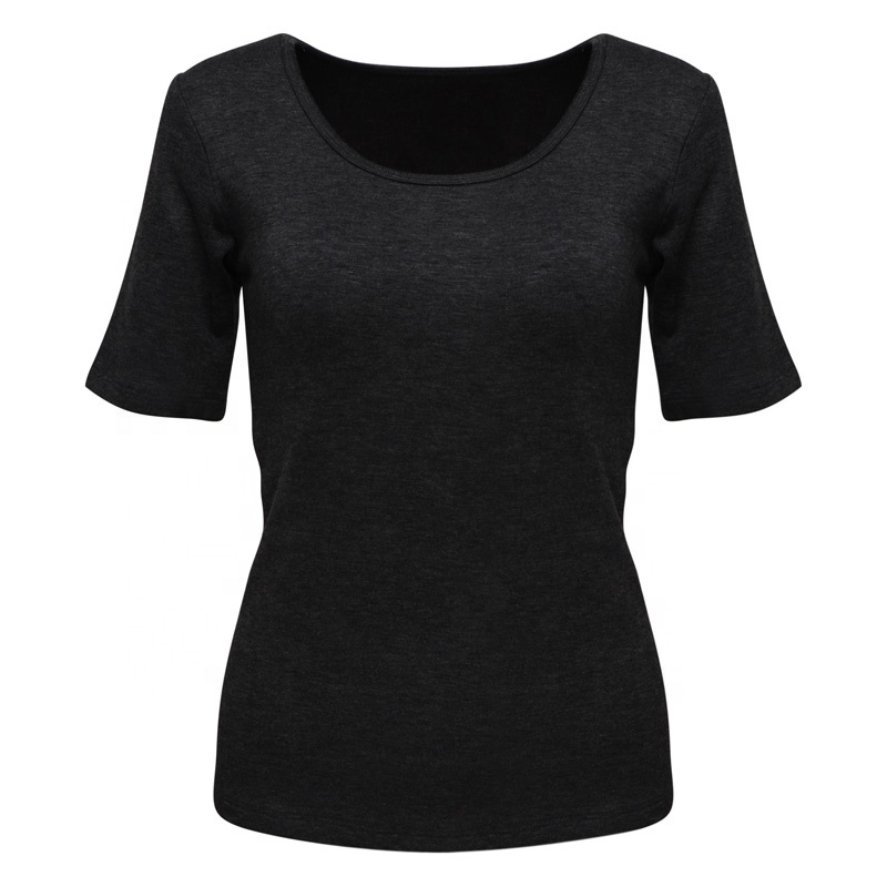 Extra warm thermostatic heat fabric square neck short sleeve thermal top