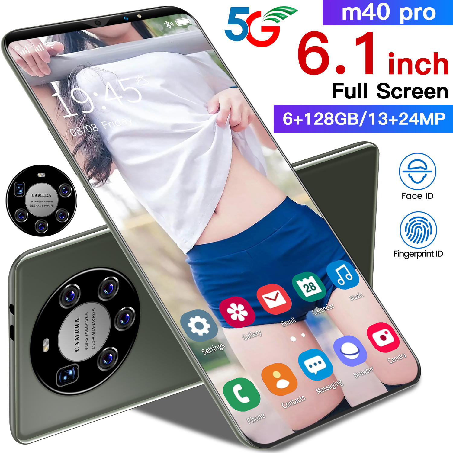 Новый Большой экран M40 pro Android 5,7 дюймов хит продаж Чехол для мобильного телефона 6 ГБ + 128 ГБ дешевые разблокированный смарт-телефонов