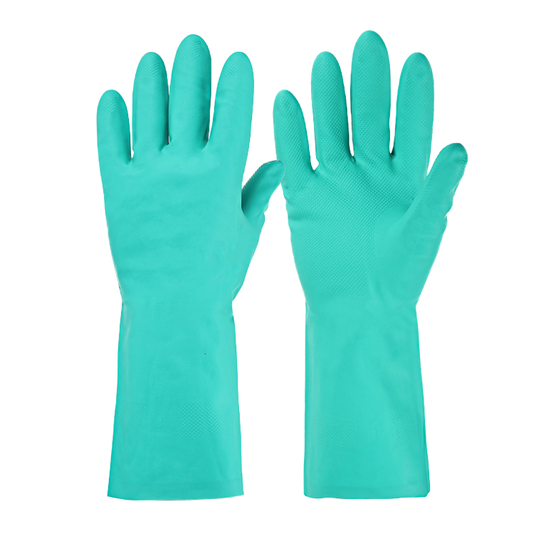 Natural Safety Latex Rubber Durable Clean Oil Resistant Nonslip Nitrile Mittens Wash Acid Alkali Industry Waterproof Household
