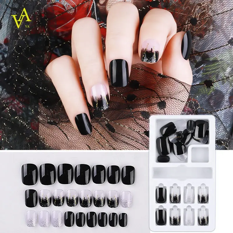 24 Box Sets Medium Square custom press on nails Artificial Finger Matte solid color Fakenail