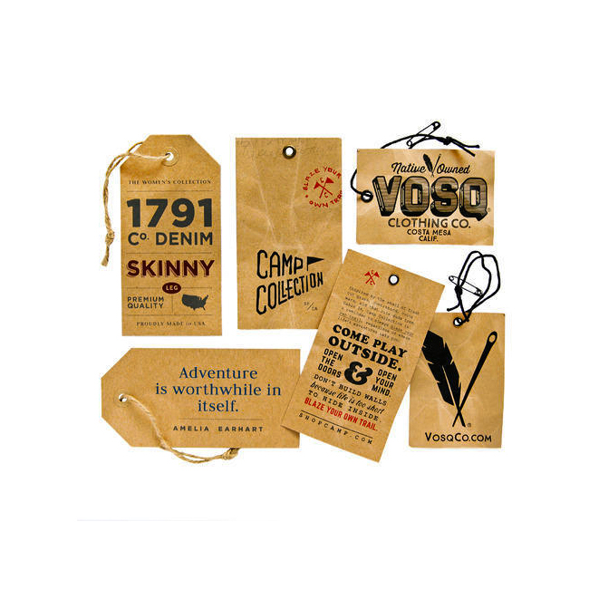 Custom Logo Printing Eco Friendly Recycled Kraft Paper Hang Tag with hole and string